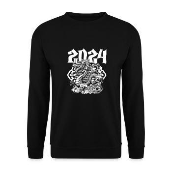 Jahr Des Drachen 2024 - Unisex Pullover - Schwarz - Vorne - Alina (178cm) & Michal (187cm)