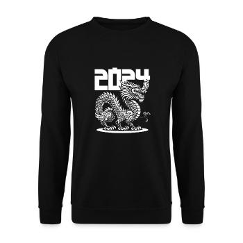 Jahr Des Drachen 2024 - Unisex Pullover - Schwarz - Vorne - Alina (178cm) & Michal (187cm)