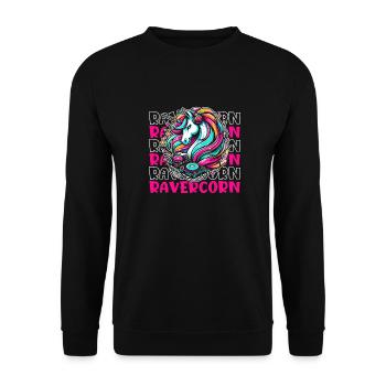 Techno Raver Licorne Ravercorn - Sweat-shirt Unisexe - noir - Devant - Alina (178cm) & Michal (187cm)