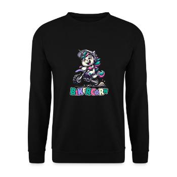 Mx Motocross Dirt Bike Unicorn Bikercorn - Unisex Sweatshirt - black - Front - Alina (178cm) & Michal (187cm)