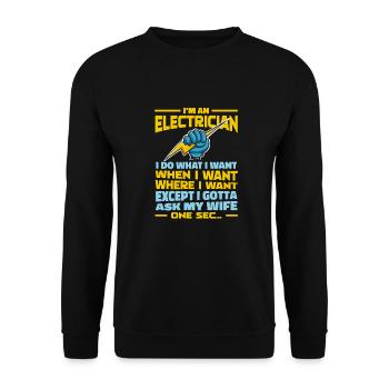 Electrician, Electronics Technician - Unisex Sweatshirt - black - Front - Alina (178cm) & Michal (187cm)