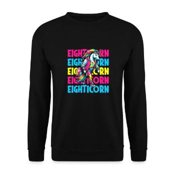 80s Eighties Unicorn Eighticorn - Unisex Sweatshirt - black - Front - Alina (178cm) & Michal (187cm)
