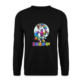 80s Eighties Unicorn Eighticorn - Unisex Sweatshirt - black - Front - Alina (178cm) & Michal (187cm)