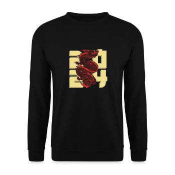 Jahr Des Drachen 2024 - Unisex Pullover - Schwarz - Vorne - Alina (178cm) & Michal (187cm)