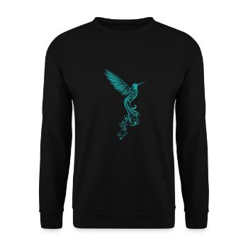 Kolibri Tribal Hummingbird - Unisex Pullover - Schwarz - Vorne - Alina (178cm) & Michal (187cm)