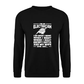Electrician, Electronics Technician - Unisex Sweatshirt - black - Front - Alina (178cm) & Michal (187cm)