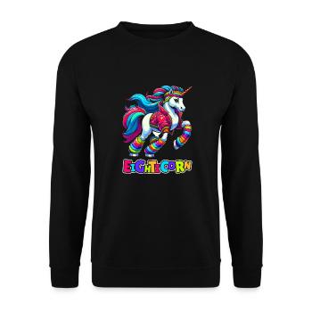 80s Achtziger Einhorn Eighticorn - Unisex Pullover - Schwarz - Vorne - Alina (178cm) & Michal (187cm)