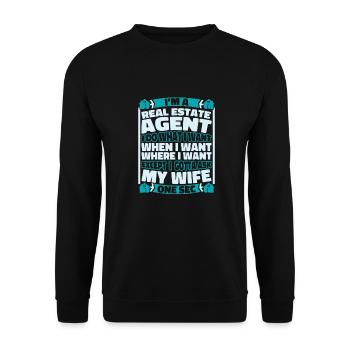 Immobilienmakler - Unisex Pullover - Schwarz - Vorne - Alina (178cm) & Michal (187cm)