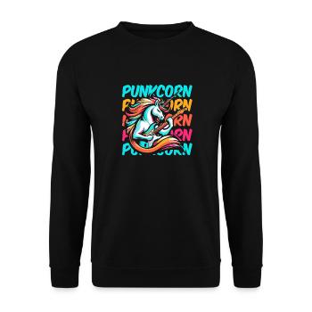 Guitare électrique, Guitare électrique, Licorne, Punkcorn - Sweat-shirt Unisexe - noir - Devant - Alina (178cm) & Michal (187cm)