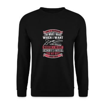 Barber Barbershop - Unisex Sweatshirt - black - Front - Alina (178cm) & Michal (187cm)
