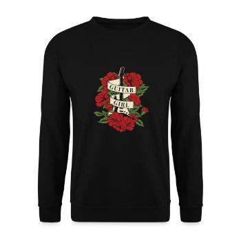 Electric Guitar Electric Guitar Guitar Girl - Unisex Sweatshirt - black - Front - Alina (178cm) & Michal (187cm)