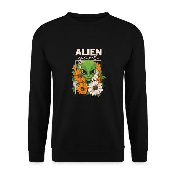 Alien Außerirdischer Alien Girl - Unisex Pullover - Schwarz - Vorne - Alina (178cm) & Michal (187cm)