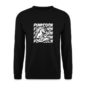 E Gitarre Elektrogitarre Einhorn Punkcorn - Unisex Pullover - Schwarz - Vorne - Alina (178cm) & Michal (187cm)