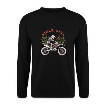 Mx Motocross Dirt Bike Biker Girl - Unisex Pullover - Schwarz - Vorne - Alina (178cm) & Michal (187cm)