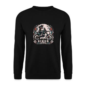 Mx Motocross Dirt Bike Biker Girl - Unisex Pullover - Schwarz - Vorne - Alina (178cm) & Michal (187cm)