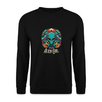Alien Außerirdischer Alien Girl - Unisex Pullover - Schwarz - Vorne - Alina (178cm) & Michal (187cm)