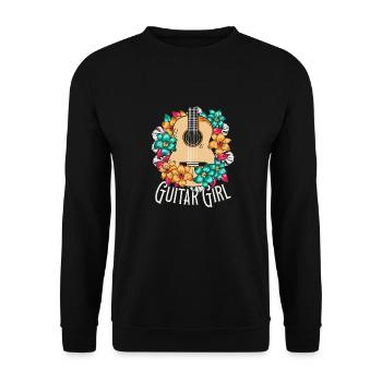 Acoustic Guitar Guitar Girl - Unisex Sweatshirt - black - Front - Alina (178cm) & Michal (187cm)