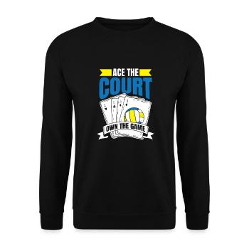 Volleyball Volleyballer Ass Karte - Unisex Pullover - Schwarz - Vorne - Alina (178cm) & Michal (187cm)
