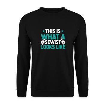 Sewing Sewing Machine - Unisex Sweatshirt - black - Front - Alina (178cm) & Michal (187cm)