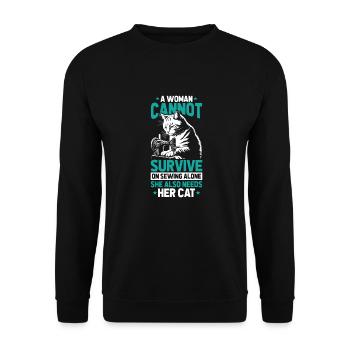 Sewing Sewing Machine - Unisex Sweatshirt - black - Front - Alina (178cm) & Michal (187cm)