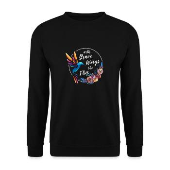 Kolibri Mutig Motivierend - Unisex Pullover - Schwarz - Vorne - Alina (178cm) & Michal (187cm)