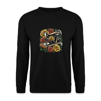 Nähen Nähmaschine Floral Sewing Machine - Unisex Pullover - Schwarz - Vorne - Alina (178cm) & Michal (187cm)