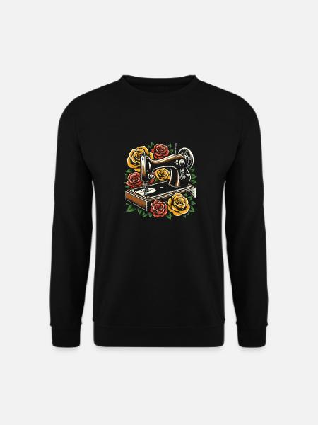 Nähen Nähmaschine Floral Sewing Machine - Unisex Pullover - Schwarz
