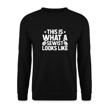 Sewing Sewing Machine - Unisex Sweatshirt - black - Front - Alina (178cm) & Michal (187cm)
