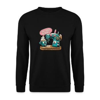 Sewing Machine Caffeine Coffee Sewing - Unisex Sweatshirt - black - Front - Alina (178cm) & Michal (187cm)