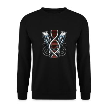 Barber Barbershop C’est dans mon ADN - Sweat-shirt Unisexe - noir - Devant - Alina (178cm) & Michal (187cm)