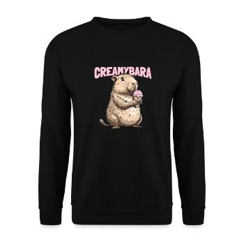 Eiscreme Wasserschwein Creamybara - Unisex Pullover - Schwarz - Vorne - Alina (178cm) & Michal (187cm)