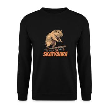 Skateboard Skater Capybara Skatybara - Unisex Sweatshirt - black - Front - Alina (178cm) & Michal (187cm)