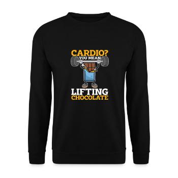 Chocolate Chocolate Funny Cardio Quote - Unisex Sweatshirt - black - Front - Alina (178cm) & Michal (187cm)