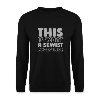 Sewing Sewing Machine - Unisex Sweatshirt - black - Front - Alina (178cm) & Michal (187cm)
