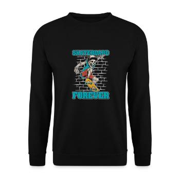 Skateboard Skater Skeleton - Unisex Sweatshirt - black - Front - Alina (178cm) & Michal (187cm)
