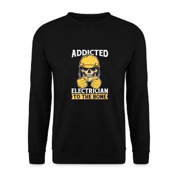 Electrician Electronics Technician Skull - Unisex Sweatshirt - black - Front - Alina (178cm) & Michal (187cm)
