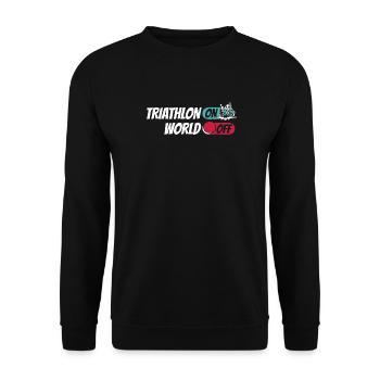Triathlon Triathlet Triathlon On World Off - Unisex Pullover - Schwarz - Vorne - Alina (178cm) & Michal (187cm)