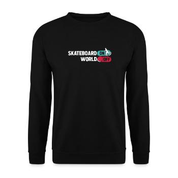 Skateboard Skater Skateboard On World Off - Unisex Pullover - Schwarz - Vorne - Alina (178cm) & Michal (187cm)