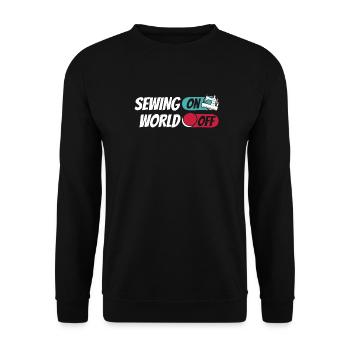 Sewing Machine Sewing On World Off - Unisex Sweatshirt - black - Front - Alina (178cm) & Michal (187cm)