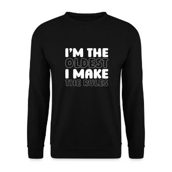 Black humor elders, I make the rules - Unisex Sweatshirt - black - Front - Alina (178cm) & Michal (187cm)