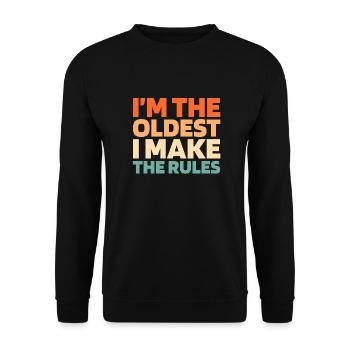 Black humor elders, I make the rules - Unisex Sweatshirt - black - Front - Alina (178cm) & Michal (187cm)