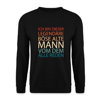 Schwarzer Humor Bser Alter Mann - Unisex Pullover - Schwarz - Vorne - Alina (178cm) & Michal (187cm)