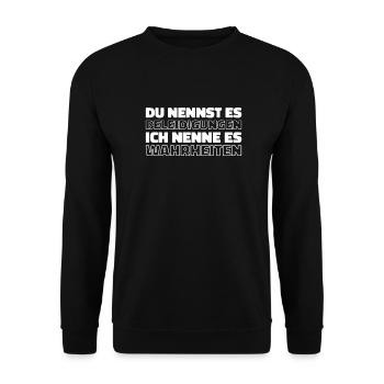 Schwarzer Humor - Unisex Pullover - Schwarz - Vorne - Alina (178cm) & Michal (187cm)
