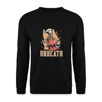 Chef Cooking Skeleton Undeath - Unisex Sweatshirt - black - Front - Alina (178cm) & Michal (187cm)