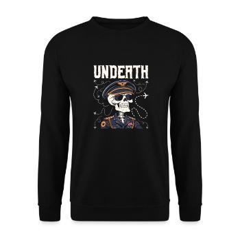Flugzeug Pilot Skelett Undeath - Unisex Pullover - Schwarz - Vorne - Alina (178cm) & Michal (187cm)