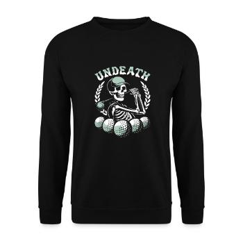Golf Golfer Golfing Skeleton Undeath - Unisex Sweatshirt - black - Front - Alina (178cm) & Michal (187cm)