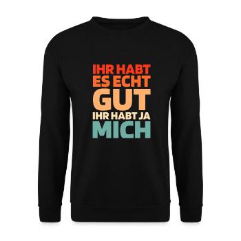 Schwarzer Humor - Unisex Pullover - Schwarz - Vorne - Alina (178cm) & Michal (187cm)