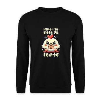 chicken hen please keep your mouth shut - Unisex Sweatshirt - black - Front - Alina (178cm) & Michal (187cm)