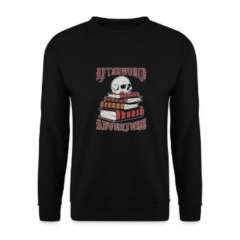 Buch Leseratte Bücherwurm Afterworld Adventure - Unisex Pullover - Schwarz - Vorne - Alina (178cm) & Michal (187cm)