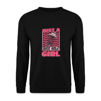 Frisbee Golf Disc Golf Just A Disc Golf Girl - Unisex Pullover - Schwarz - Vorne - Alina (178cm) & Michal (187cm)
